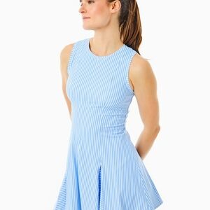 Blue and White Striped Sleeveless Dress